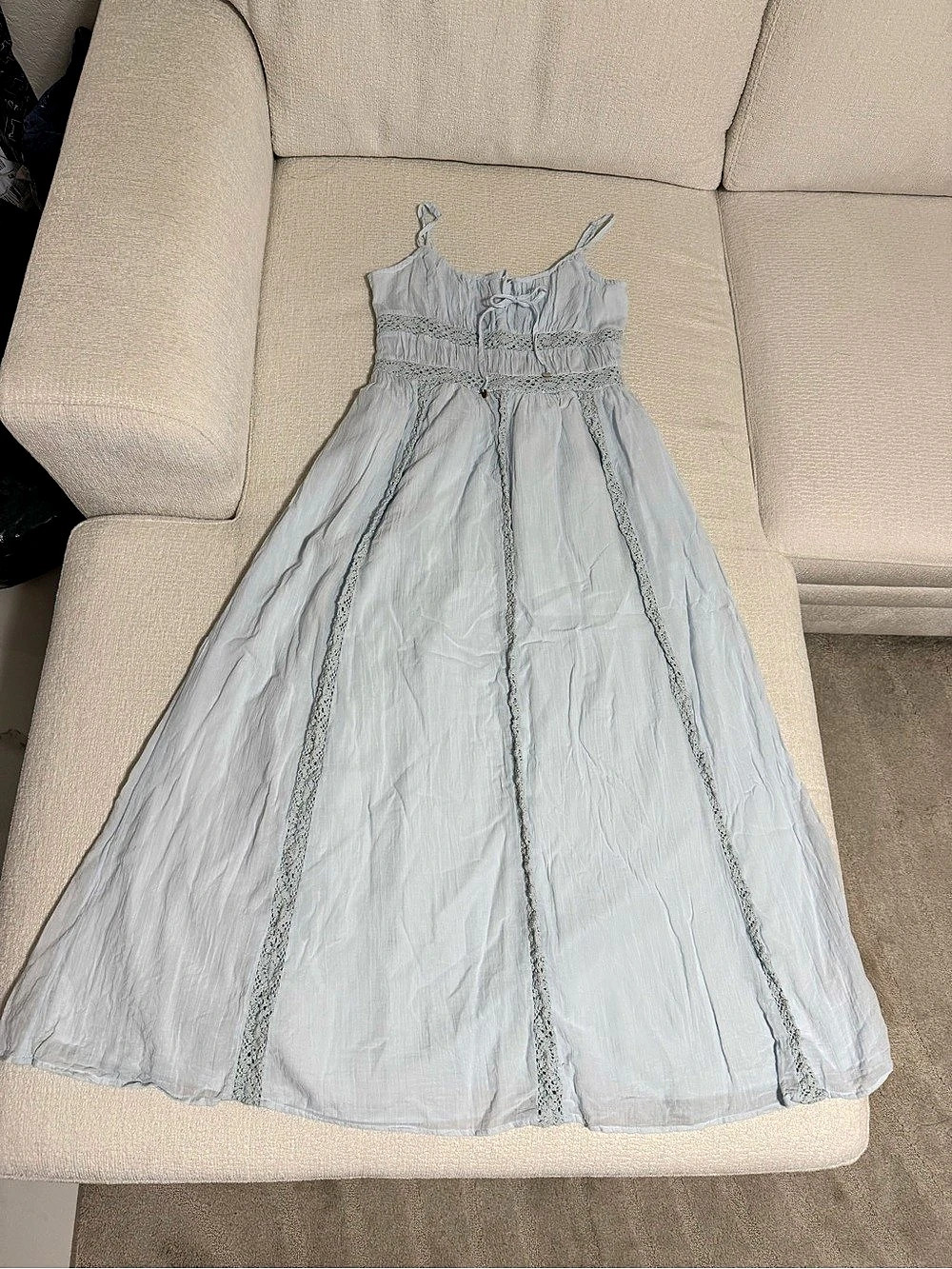 American Eagle Outfitters Blue Lace Maxi Dress Size Small